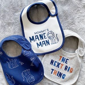 3 Baby Boy Bibs - Never worn!